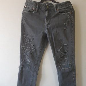 American Eagle Next Level Distressed Black Wash Jeans Mens Size 32